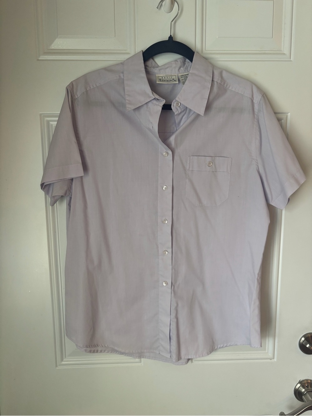 Basic Editions Light Lavender Short Sleeve Button Down Shirt